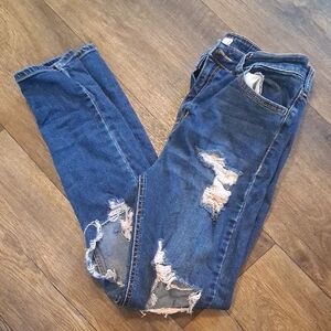 Cello Women's Distressed Blue Skinny Jeans